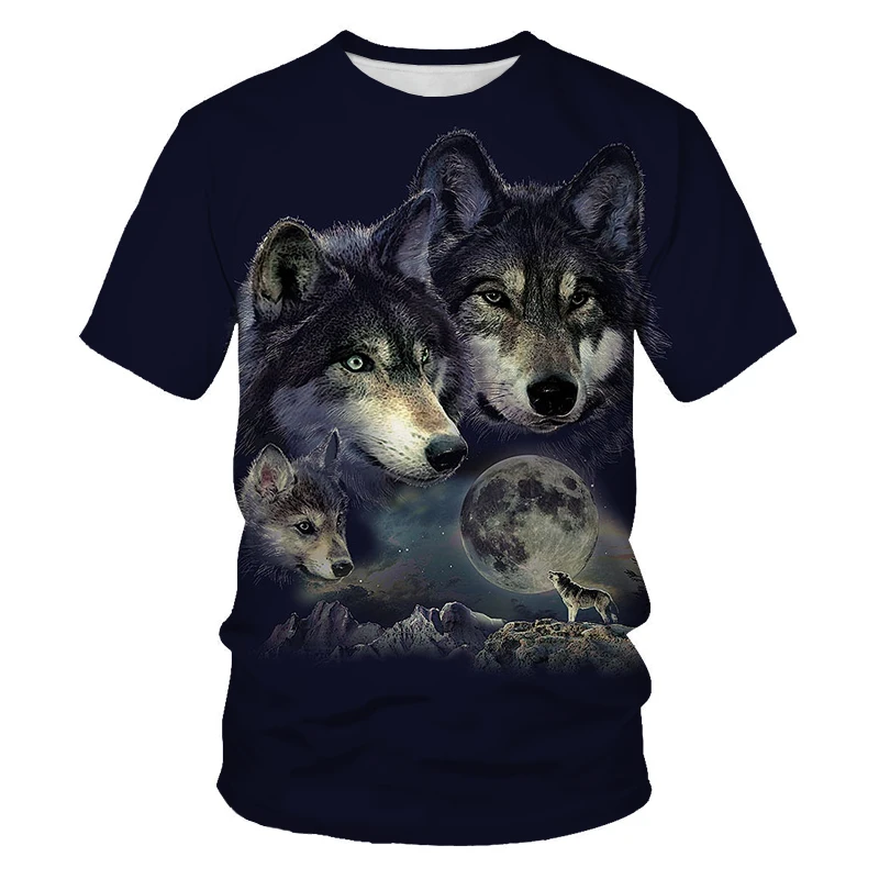 

Wolf 3D printing fashion T-shirt men's wolf hip-hop street clothing loose and comfortable fabric O-neck various fox and wolf men