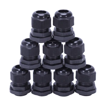 

9 x Black plastic waterproof connector cable gland M20 x 1.5