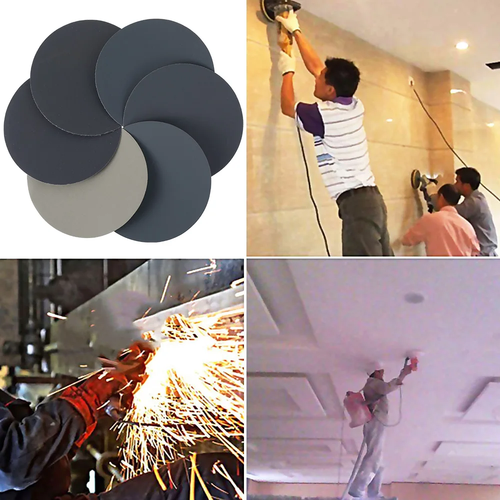 5 Inch 8 Hole Sanding Discs 125 Mm Round Sander Pads 40-320 Grit Wood Metal Disc Water Flocking Polishing Sandpaper Power Tools