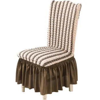 

Solid Color Spandex Chair Cover with Skirt Wedding Decor Home Party Dining Chair Cover Seat Slipcovers Elastic Stretch