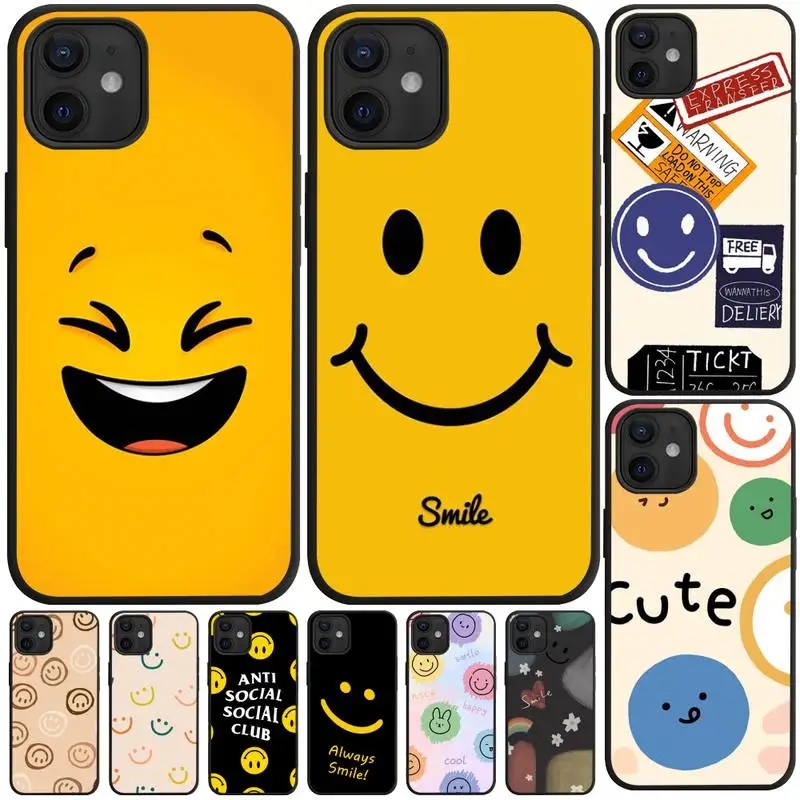 Cartoon Cute Funny Smiley Camera Cover Phone Case For IPhone 11 12 Pro XS MAX XR 8 7 6 6S Plus X 5S SE 2020 Shell | Мобильные