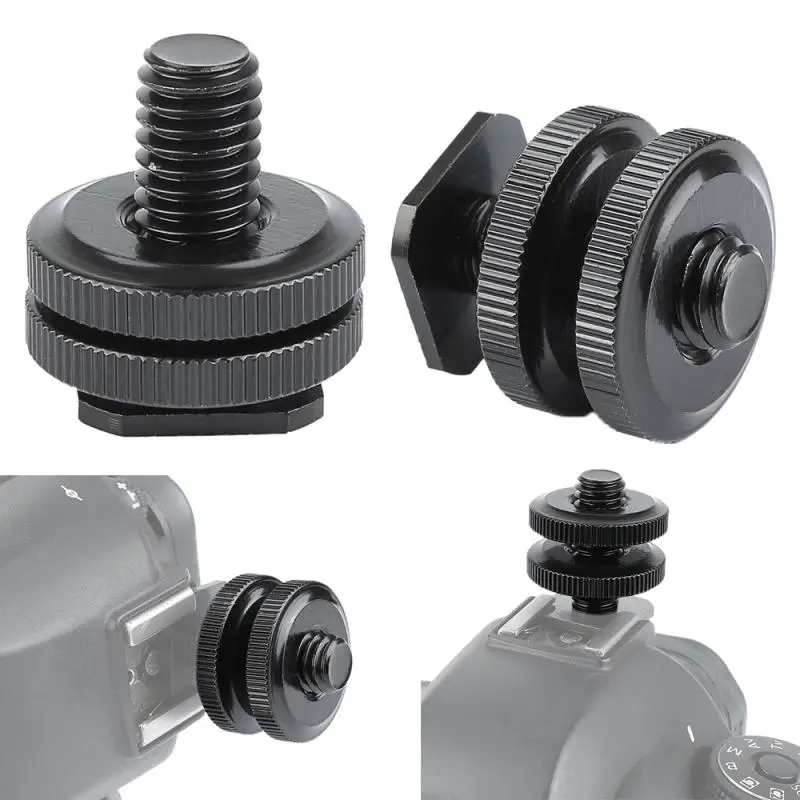 1/4" Flash Hot Shoe Mount Adapter Tripod Screw Converter Adapters With Double Nuts DSLR Camera Rig Monitor LED Video Light,camera screw mount