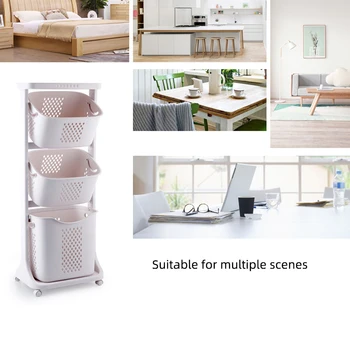 

New 1Large Multilayer Storage Basket Household Dirty Clothes Laundry Hamper Bathroom Storage Basket Universal Wheel Rack