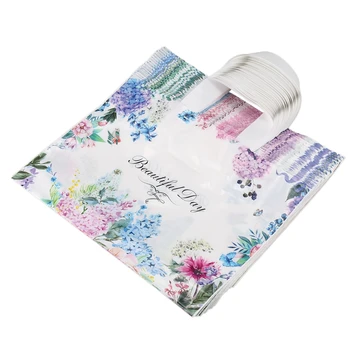 

50Pcs Flower Gift Bags Plastic Shopping Bags Clothing Package Bags Party Supply Christmas New Year Gift Bags