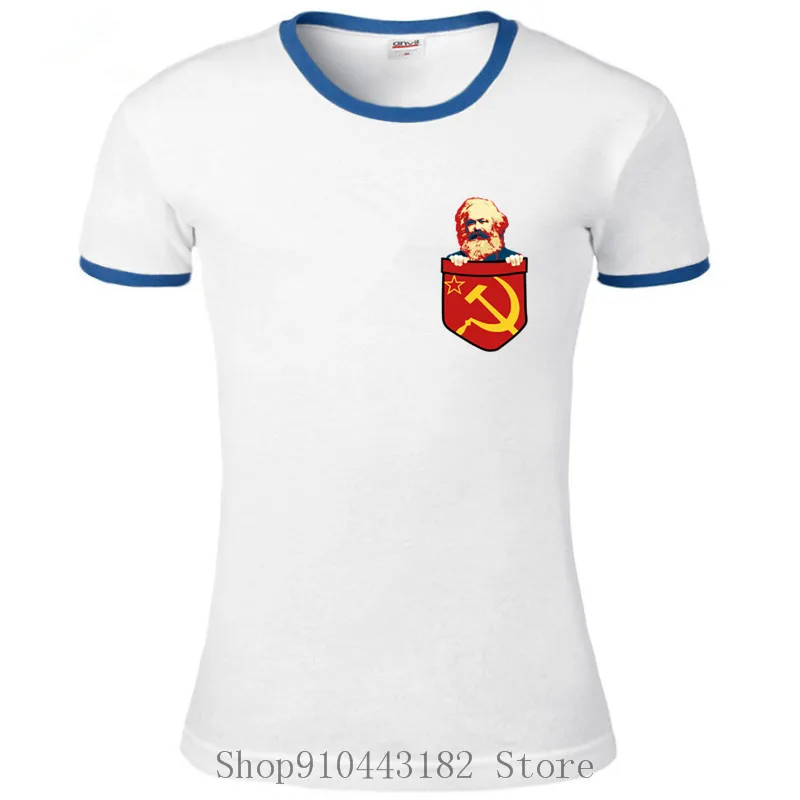 Футболка с Карлом Марксом нагрудным карманом Винтажная советского лидера