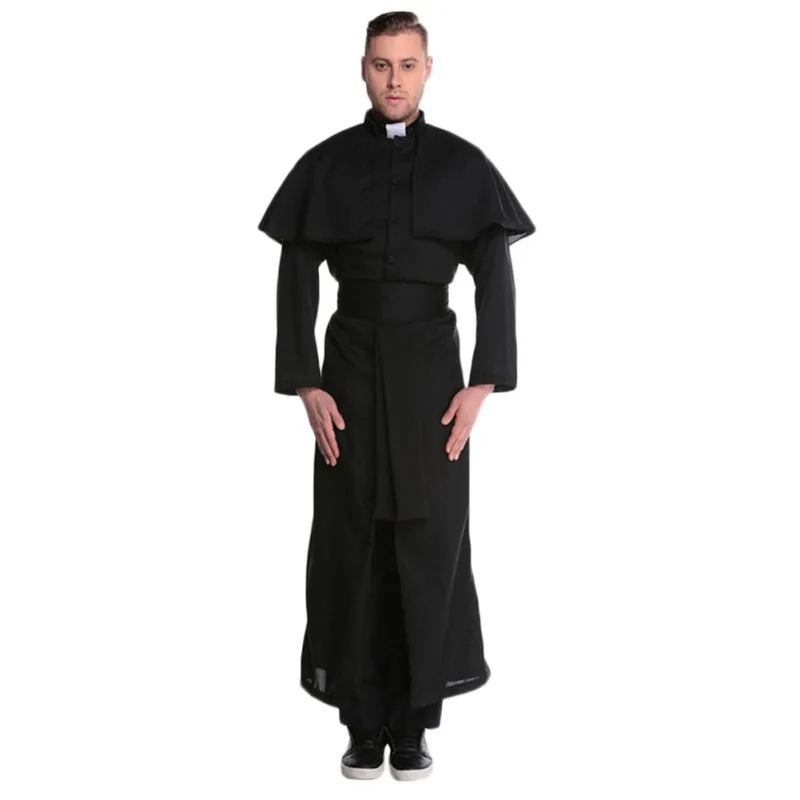 

Halloween Priest Set Abbey Priest Men's Set Priest Cosplay Carnival Set Black Halloween Party Mardi Gras Fancy Dress M-XL