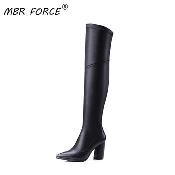 

MBR FORCE 2020 new ladies fashion winter leather shoes waterproof non-slip women's shoes rubber high-heeled high-tube warm boots