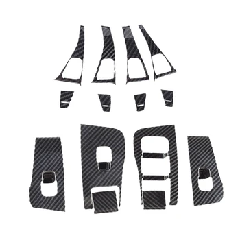 

14Pcs Car Inner Door Armrest Window Lift Button Cover Trim Kit for Tesla Model 3 2018 2019