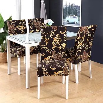 

Flower Print Spandex Stretch Wedding Party Dining Chair Protector Removable Cover Washable Slipcover Dining Room Seat Cover