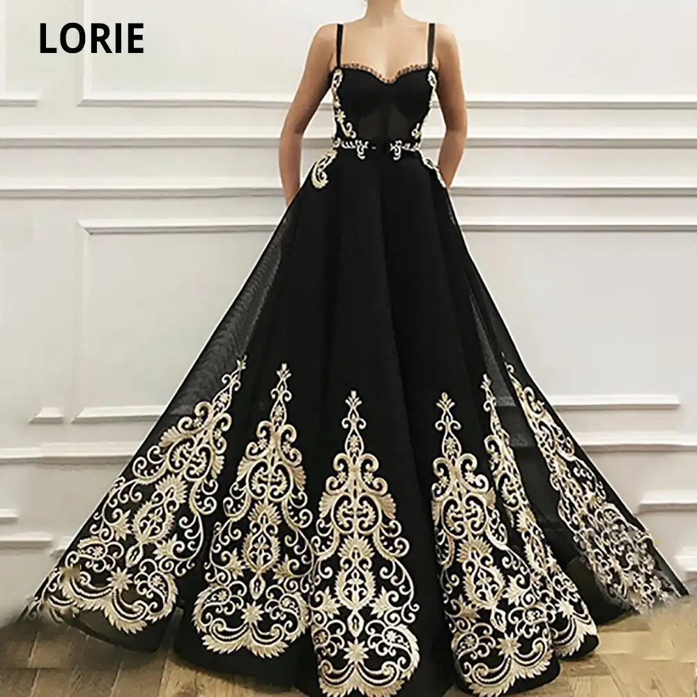 gold spaghetti strap prom dress