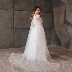 2 Meters Length Long Tulle Women Wedding Cape  Marriage Accessories for Beach Ivory White Bolero Jacket Wrap