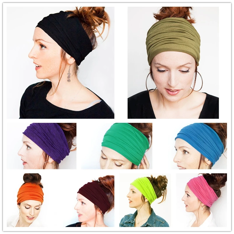 Nonslip Elastic Turban Folds Yoga Hairband Fashion Wide Sports Headband Running Accessories Summer Stretch Hair Band 2021 New