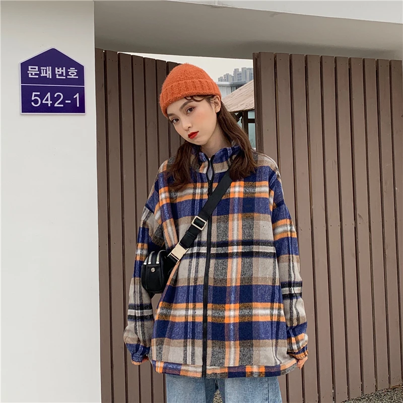 Лиса Mrs. Рубашка в клетку женские INS свободные Ретро Гонконг вкус ранней осени Универсальный пальто молодых Топы