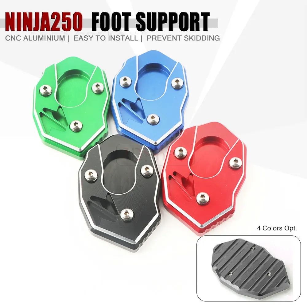 Motorcycle Kickstand Foot Side Stand Extension Pad Support Plate For KAWASAKI Z1000 Z1000SX ER6N/F ZX6R Z650 Z900 ZX10R | Автомобили и