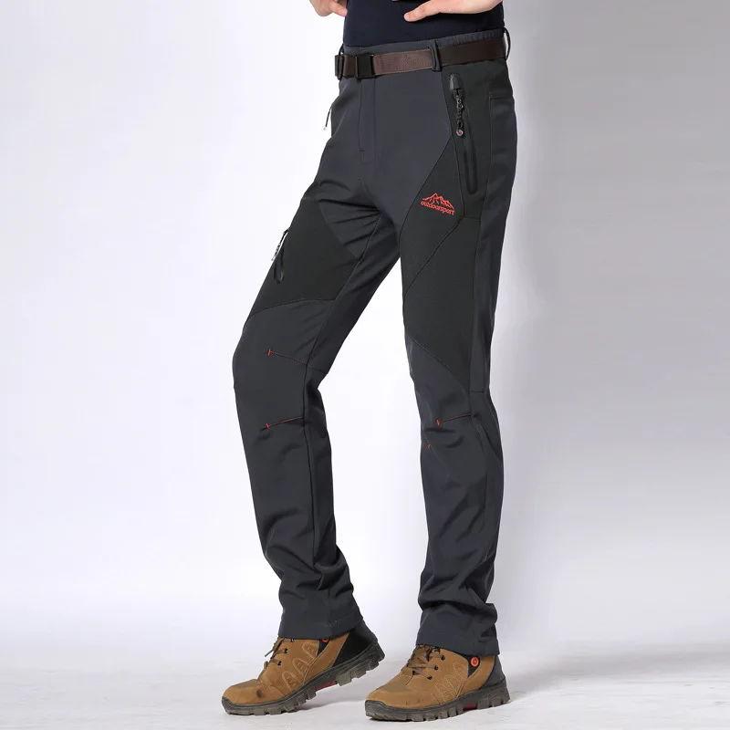 

Men's hiking pants winter thick warm warm windproof waterproof outdoor climbing ski pants soft shell hunting climbing pants