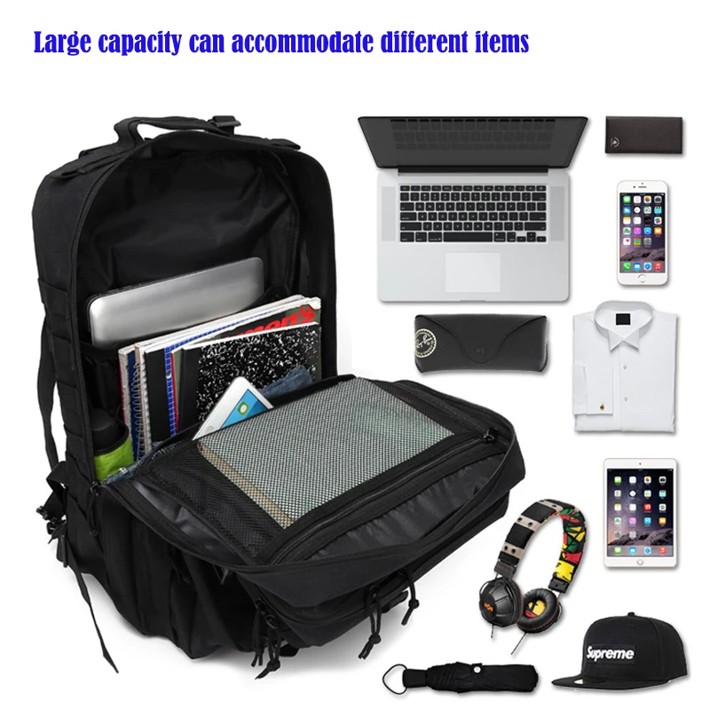 Military Tactical Backpack 50L Army Assault Molle Rucksack Men's Hiking Travel Hunting Camping 900D EDC Waterproof Bag Outdoor