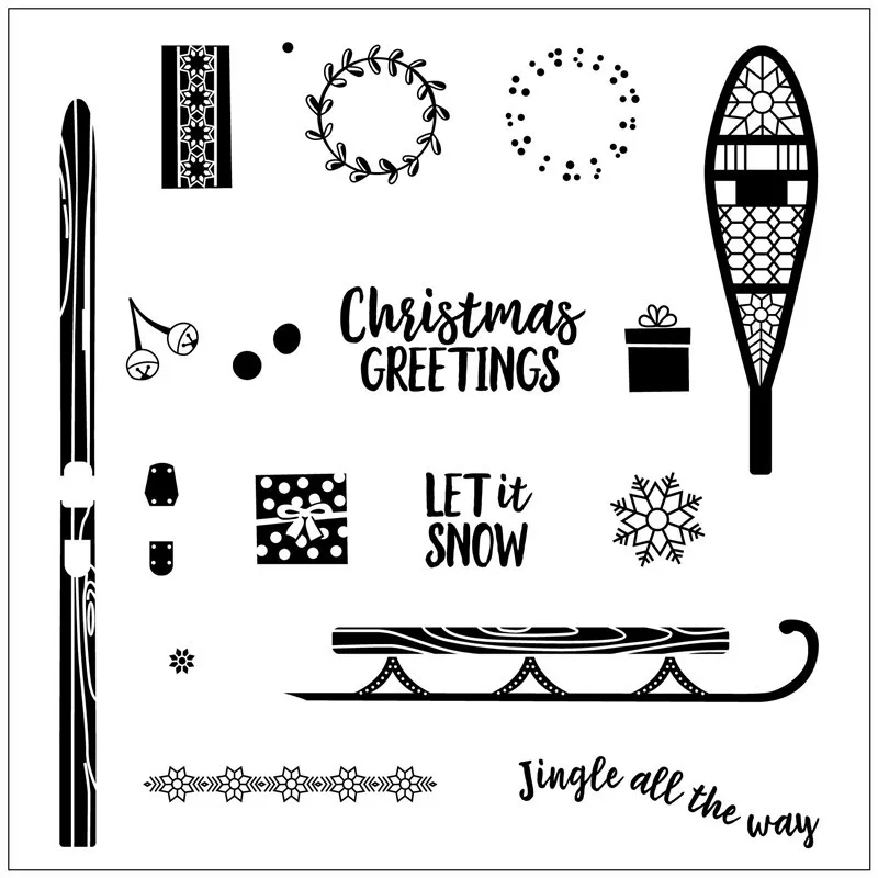 Ski Text Silicone Clear Rubber Stamp Sheet Cling Scrapbooking DIY Cute Pattern Photo Album Paper Decoration | Дом и сад