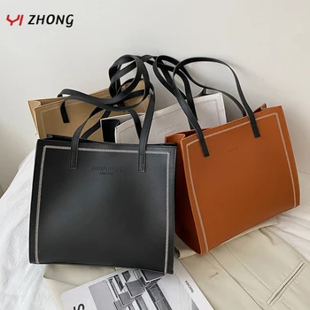 

YIZHONG Leather Casual Tote Bag Large Capacity Fashion Handbags for Women Hasp Ladies Bags for Shopping Female Clutch Purses