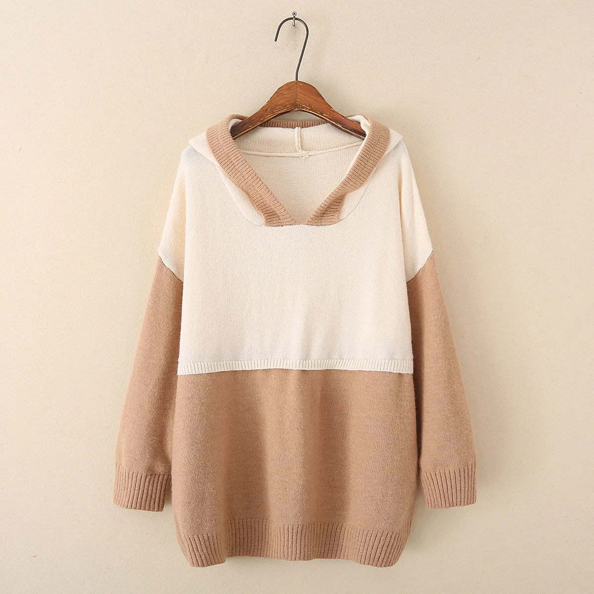 

200 160 180 Fat Mm Loose-Fit Mid-length Mixed Colors Hooded Sweater Large Size Sweater Women's Fat Bust 120