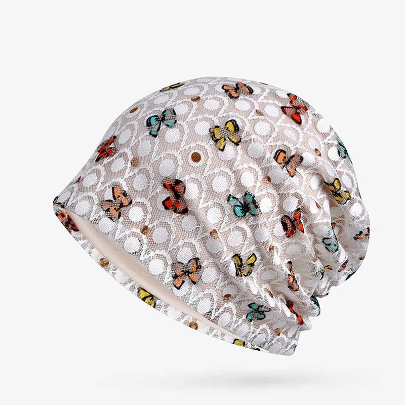 

New Spring/Summer Muslim Women's Baotou Cap Color Butterfly Lace Mesh Breathable Fashion Street Selfie Hedging Cap Hip Hop Cap