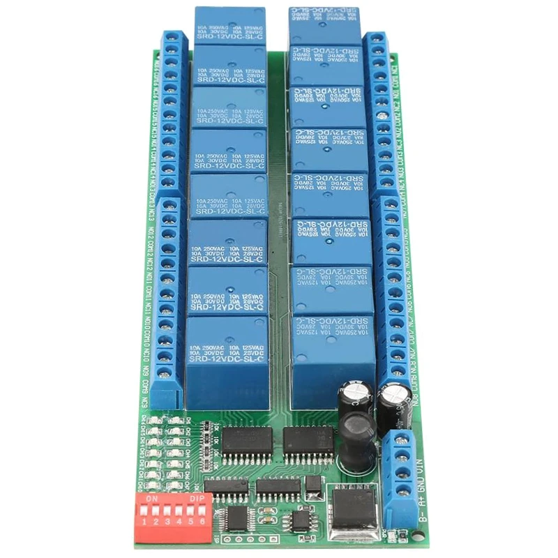 Реле DC12V 16 каналов RS485 релейный модуль RTU релейная плата PLC контроллер последовательный порт переключатель 485 реле