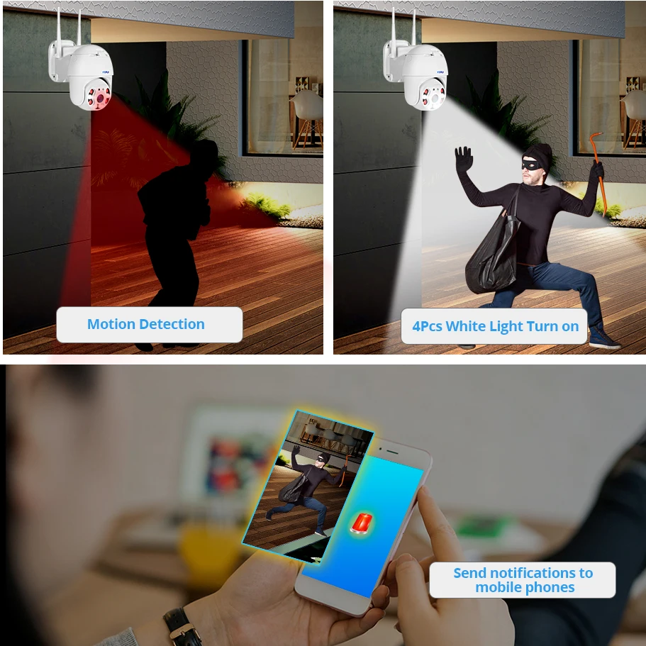KERUI уличная Водонепроницаемая беспроводная 1080P 2MP PTZ WiFi ip-камера, скоростная купольная камера H.264+ IR для домашней безопасности, видеонаблюдения