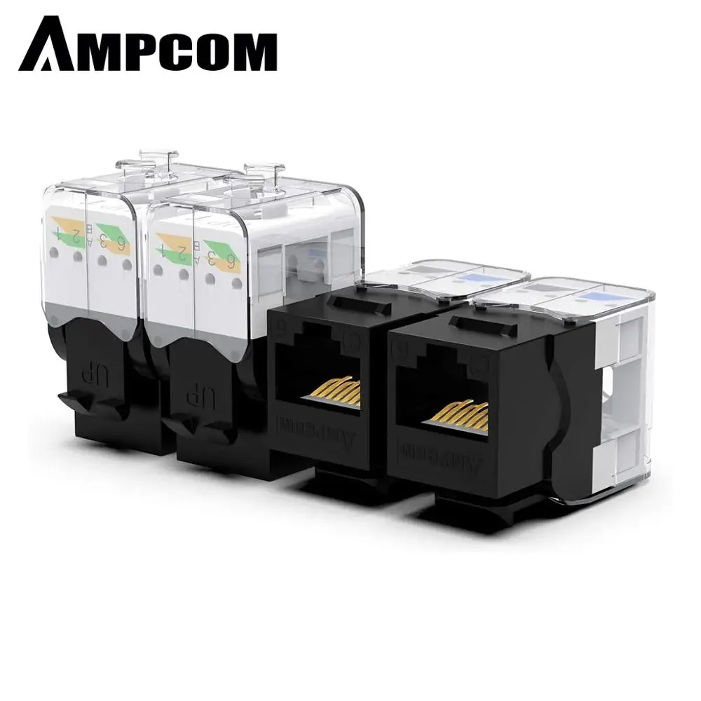 CAT6/CAT5e инструмент без разъема для ключей, модуль адаптера AMPCOM RJ45 UTP Keystone, не требуемый инструмент для перфоратора, коннекторы-1/2/10-упаковка CAT6/CAT5e инструмент без разъема для ключей, модуль адаптера AMPCOM RJ45 UTP Keystone, не требуемый инструмент для перфоратора, коннекторы-1/2/10-упаковка