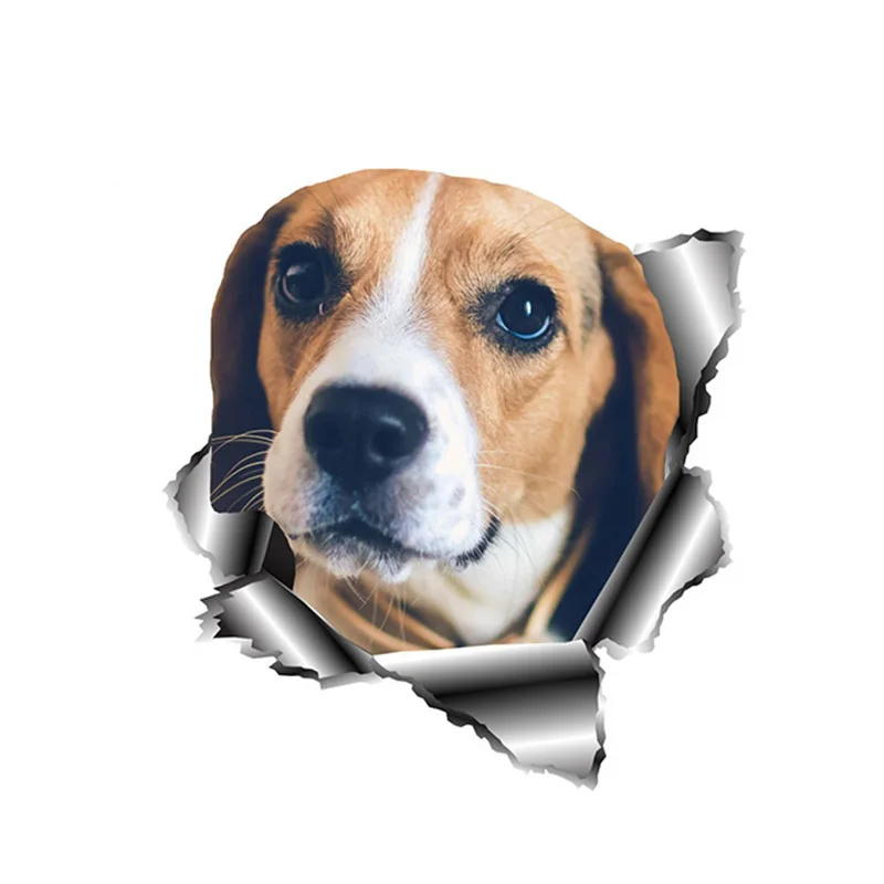 

13cm X12cm Hot Sell Personality Car Sticker 3D Beagle Pet Dog Accessories Decal Car Window Decorative Vinyl Cover Waterproof PVC
