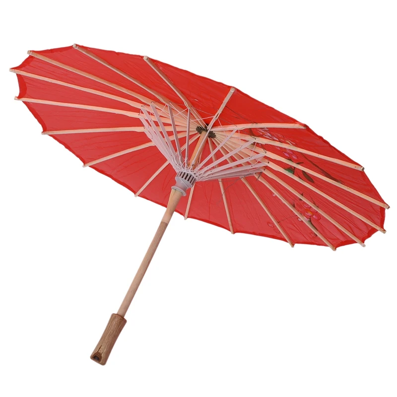 Vernederen grijs Roei uit Flower Print Red Cloth Bamboo 21" Dia Chinese Oriental Umbrella Parasol -  Tool Parts - AliExpress