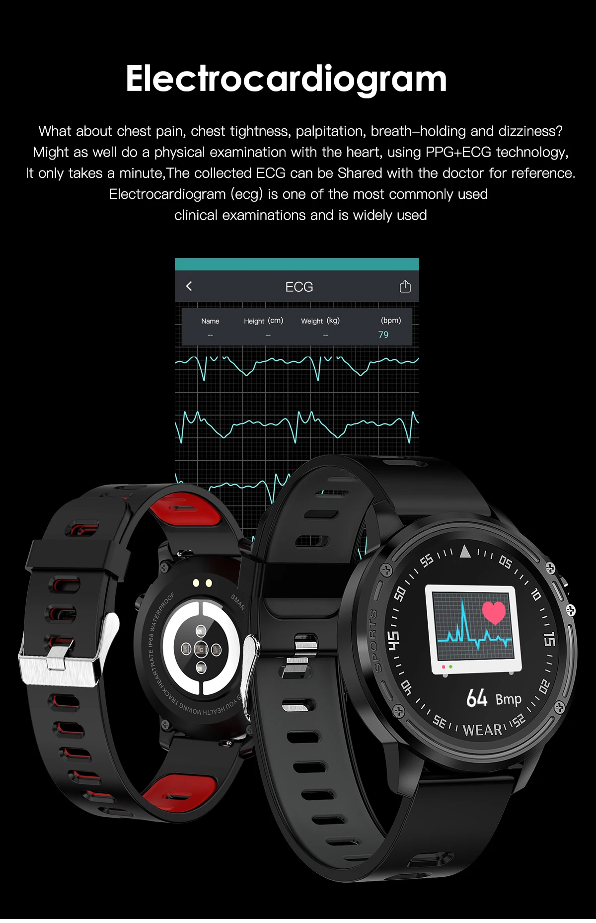 Torntisc L8 PPG+ ECG Full Round Display Smart Watch Men IP68 Waterproof Heart Rate Blood Pressure Sport Smartwatch