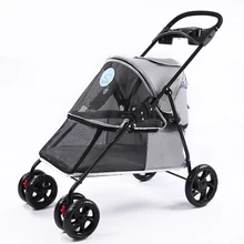 Легкая складная прогулочная коляска для домашних животных, собак, кошек, Тедди, маленькая деликатная четырехколесная прогулочная коляска