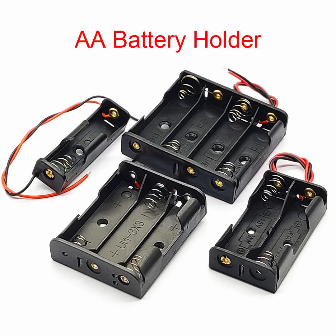 10 Pcs 3V Plastic Holder Case Storage Box Black for 2 x 1.5V AA Battery DIY 