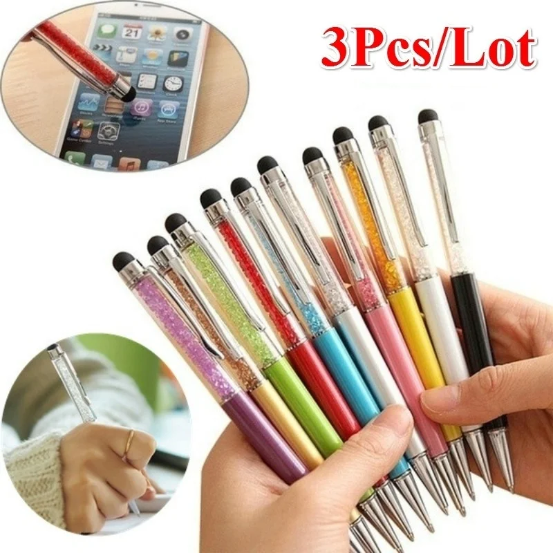 

2 In 1 Crystal Rhinestone Ballpoint Pen Touch Pen Capacitance Pen for Smartphone/Tablet PC ( Random Color )