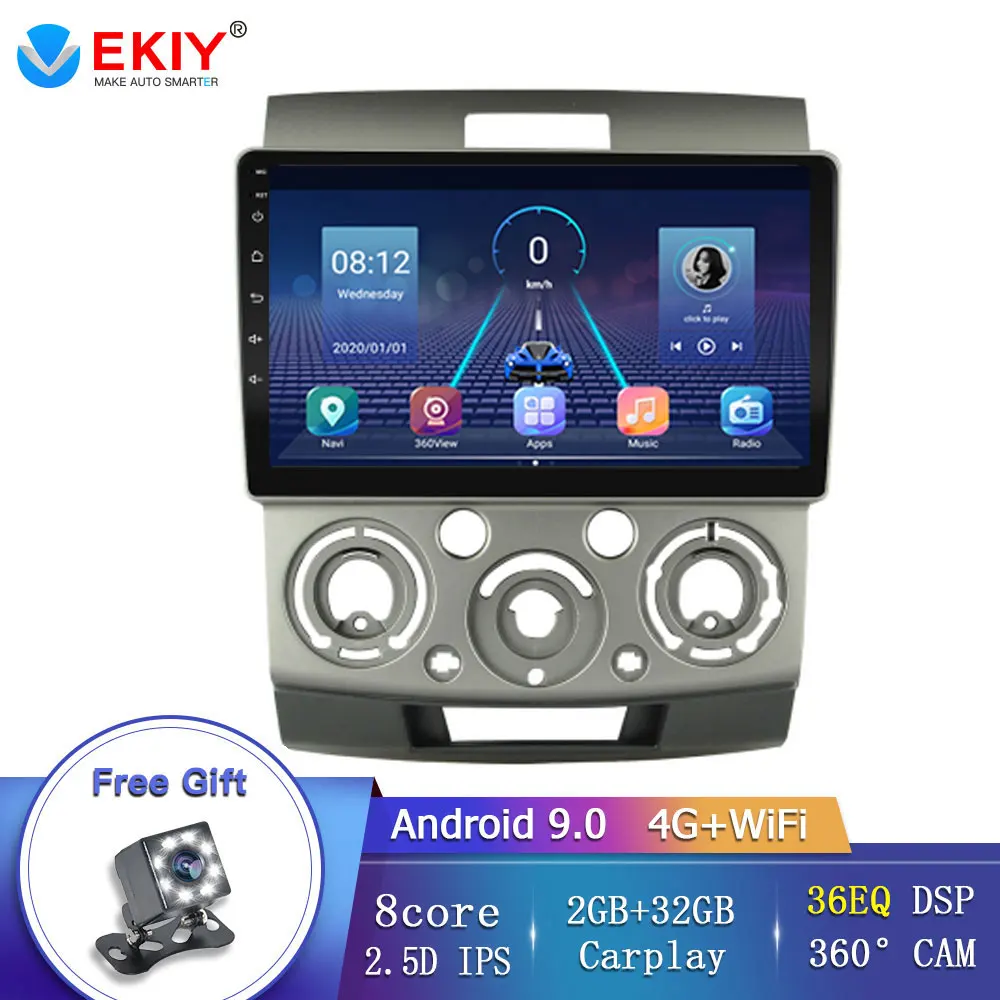 Автомобильный мультимедийный плеер EKIY 8 ядер стерео GPS для Ford Everest/Ranger Mazda BT50 2006-2010