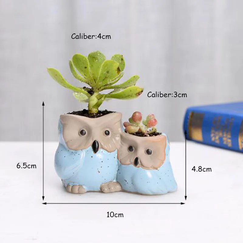 New Succulent Plants Flowerpot Couple Owl Flower Pot Green Planter Simple Style Ceramic Crafts Bonsai Planters Desktop Ornaments