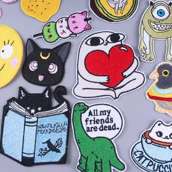 

Funny Cartoon Patch Iron On Patches Anmal Embroidered Patches For Clothing Cat Stripe Applique Badge Patches On Clothes Parches
