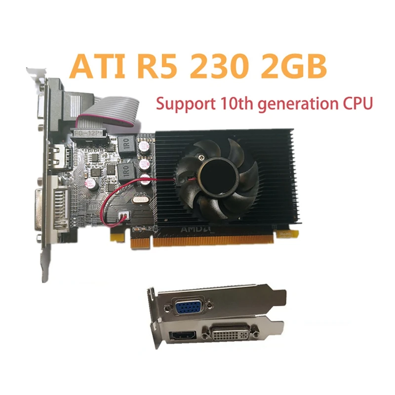 good pc graphics card Desktop Computer Graphics Card ATI R5 230 1GB 64Bit DDR3 600Mhz Small Chassis Graphics Card Supports the 10Th Generation graphics cards computer