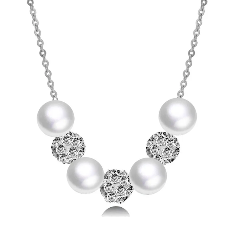 LEEKER винтажное серое белое жемчужное ожерелье для женщин Rolling Crystal Beads розовое золото серебро цвет цепи 188 LK1 - Окраска металла: white gold plated