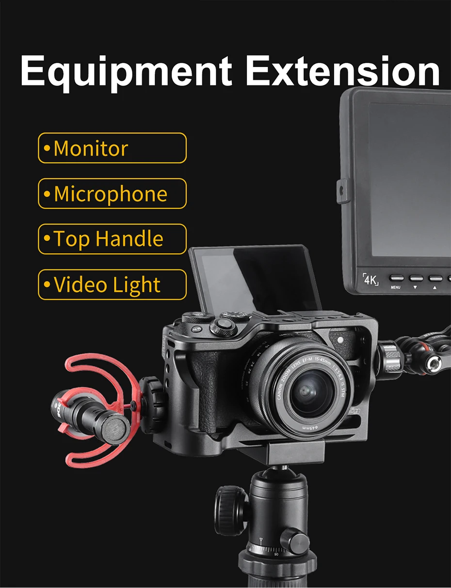 UURig камера клетка камера установка для Canon M6 Mark II DSLR камера аксессуары с холодным башмаком удлинить микрофон монитор видео светильник