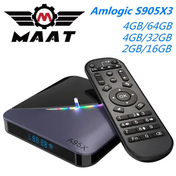

MAAT A95X F3 Air Amlogic S905X3 RGB Light 4G Ram 64G Smart TV Box Quad Core 8K 2.4/5G Wifi Set Top Box Android 9.0 TV Box A95XF3