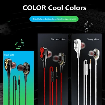 

Universal 3.5mm Earphones With Mic Dual Drive Stereo Wired Earphone In-ear Sport Portable Headset In-Ear Single Speaker