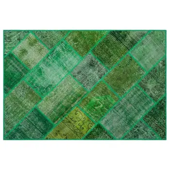 

Handmade Green Vintage Overdyed Patchwork Area Rug 120x180 Cm-3'11''X5'11''