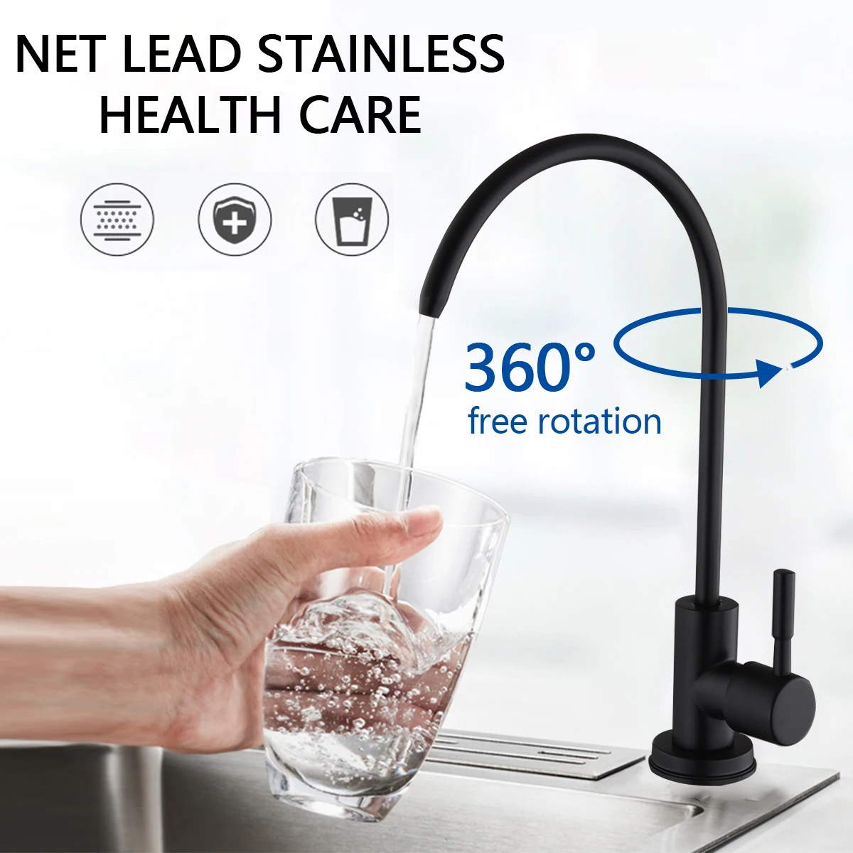 New Gooseneck Kitchen Water Faucet Chrome Direct Drinking Tap Water Plated 1/4 Inch Connect Hose Reverse Osmosis Parts Purifier modern kitchen faucets