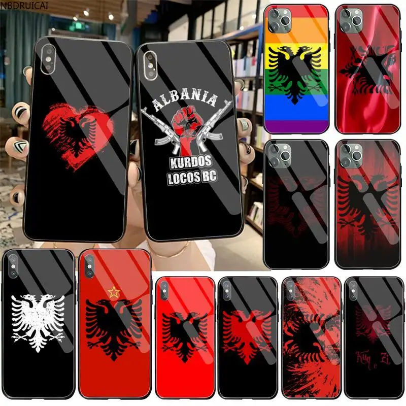 Мягкий чехол для телефона NBDRUICAI с албанским флагом закаленным стеклом iPhone 11 Pro XR XS