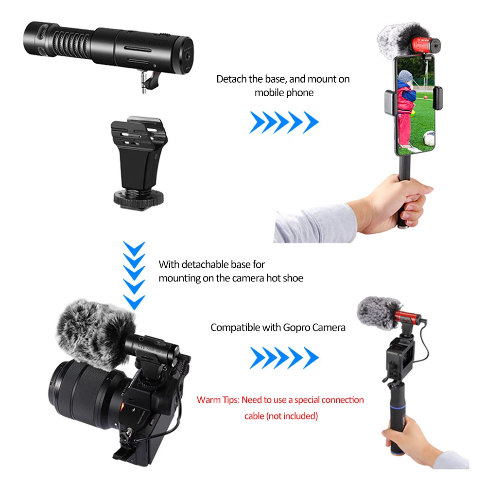 MIC-07PRO видео микрофон супер-кардиоидный пикап DSLR камера видеокамера с микрофоном смартфон Запись голоса микрофон