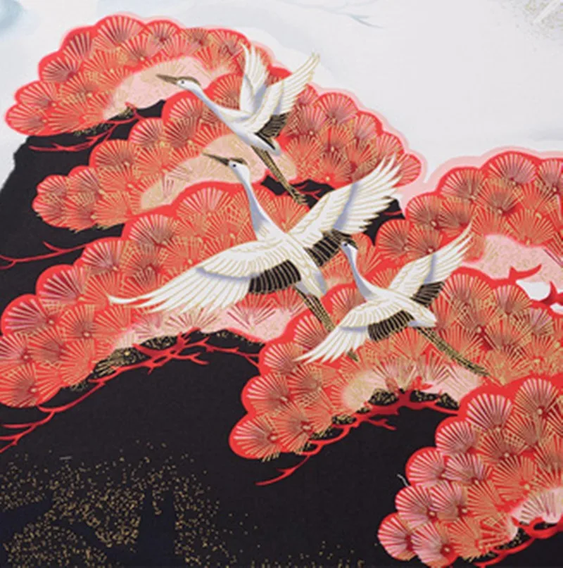 桔红色 鹤舞九天红黑