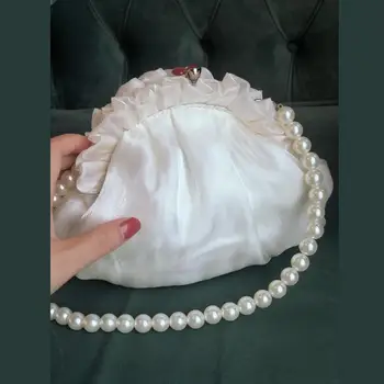 

NEW Lady Shell bag Women's Designer Handbag 2020 Fashion New Clutch High-quality Silk Satin bag Pearl Shoulder Messenger bag