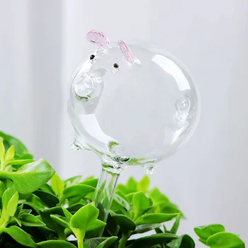 

5 Types Portable Glass Plant Flowers Water Feeder Self Watering Pig Animal Design Plant Waterer Flower Pot Decor Water Cans