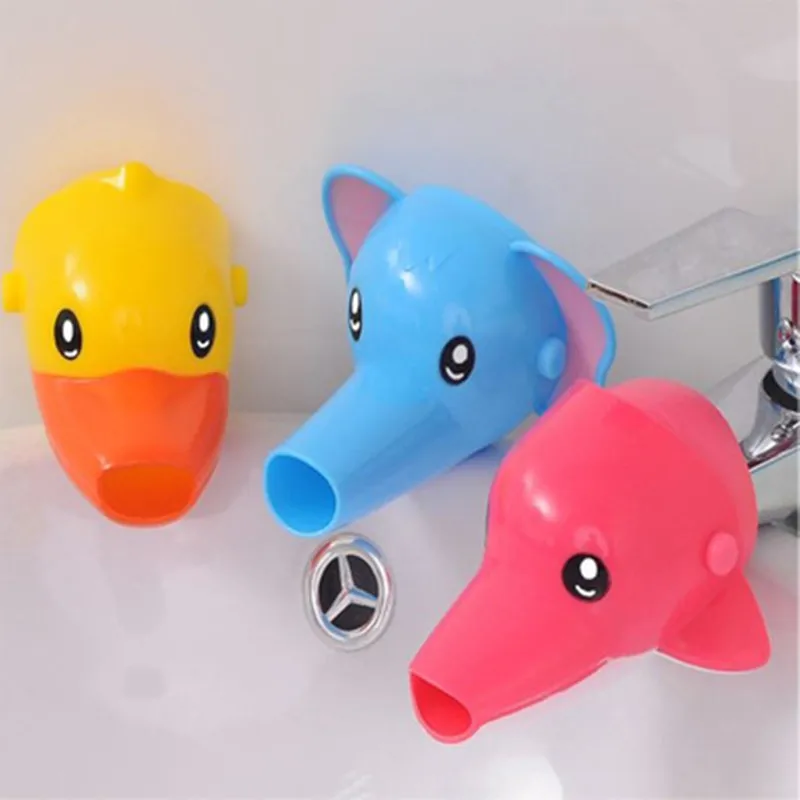 Grifo de baño con dibujos animados para niños pequeños, extensor de agua del fregadero de silicona, Lavable a mano, novedad