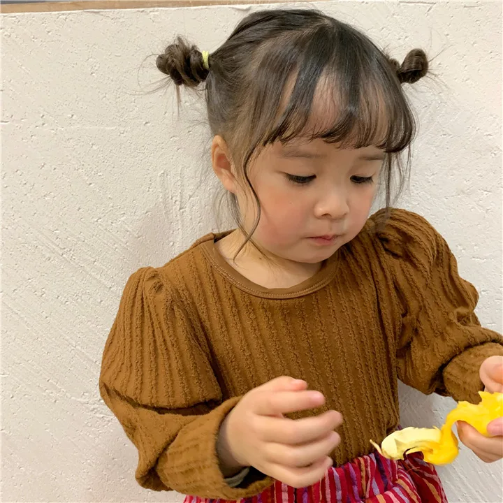 Весна 2020 футболки с длинным рукавом для девочек корейская мода детская